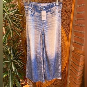 NWT Mila Rosabella Painted Pants Blue Flare Women's Sweatpants  Jeans